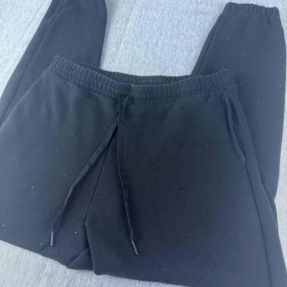 Y2K Victoria's Secret Rhinestone Studded Black Knit Jogger Sweatpants Womens Med